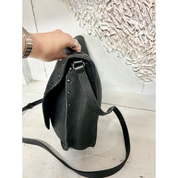 Miu Miu Pebble Leather Studded Flap Crossbody Shoulder Bag Black with Dust Cover - Picture 5 of 11